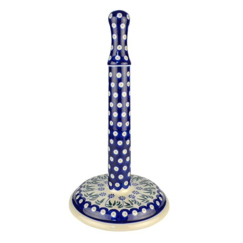 Kitchen Roll Holder - Daisies & Blue Spots - 33 x 18cms - 0834-0377EX - Polish Pottery