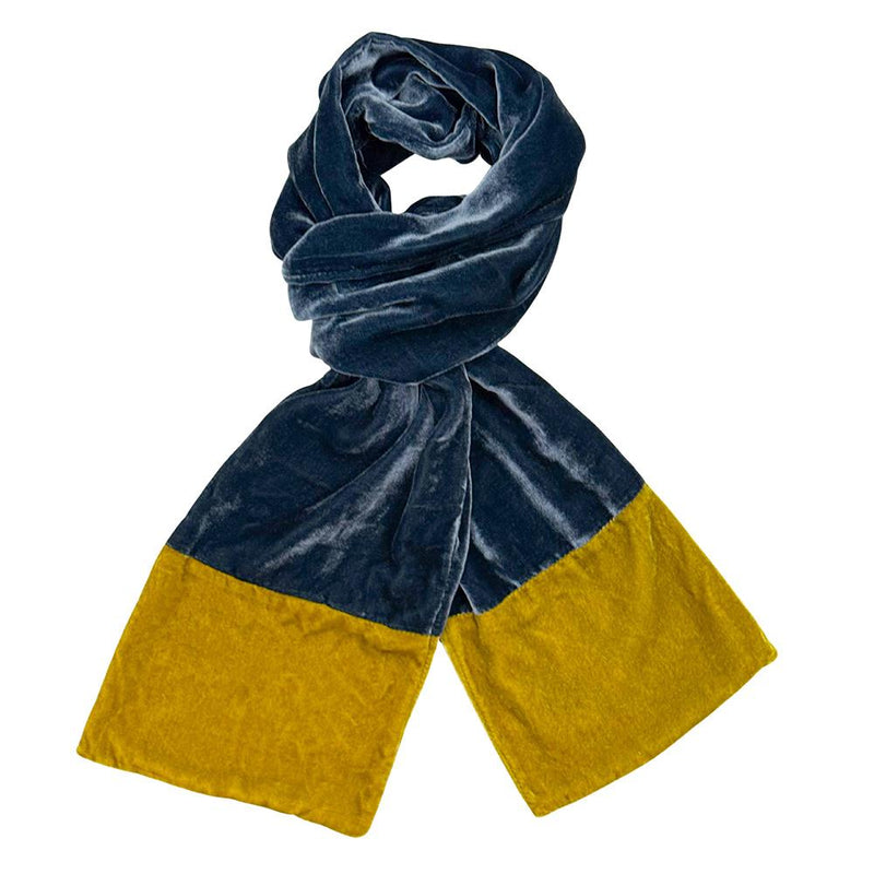 Lua - 2 Tone Velvet Scarf - Contrast Ends - 160x17cms - Various