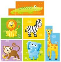 Hape - Jungle/Zoo Animals Block Puzzle - 9 Blocks/6 Puzzles in 1/24 months