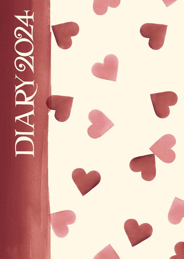 Emma Bridgewater - 2024 A6 Week To View Diary - Pink Hearts/Love & Courage