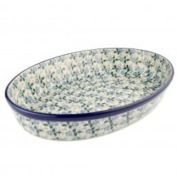 Oval Dish - Periwinkle/Blue & Yellow Flowers - 31x21.5x6cms - 0297-2089X - Polish Pottery