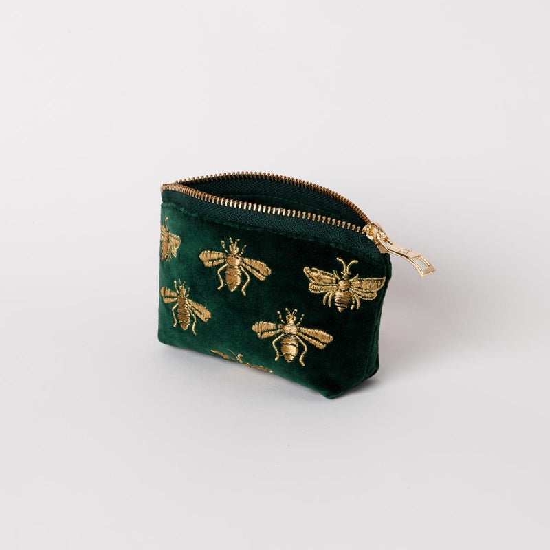 Elizabeth Scarlett - Coin Purse - Honey Bees - 16 x 10cms - Forest Green/Gold