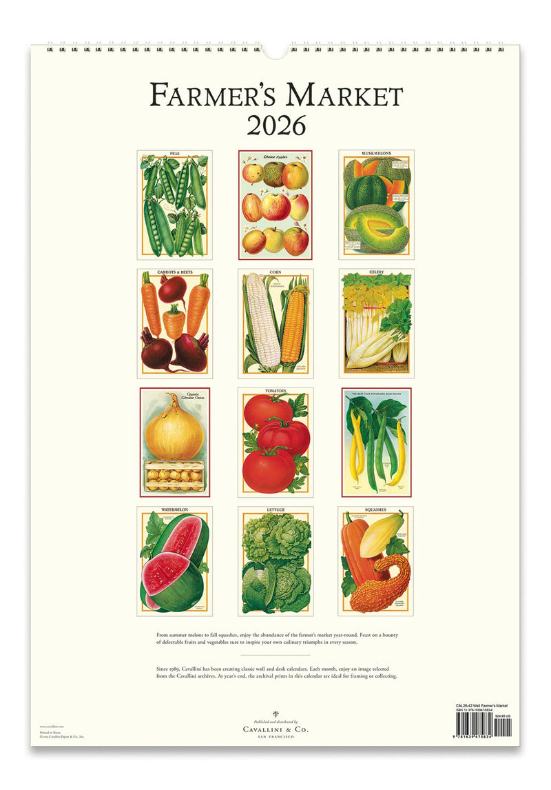 Cavallini - 2026 Wall Calendar - 13 x 19ins - Farmer&