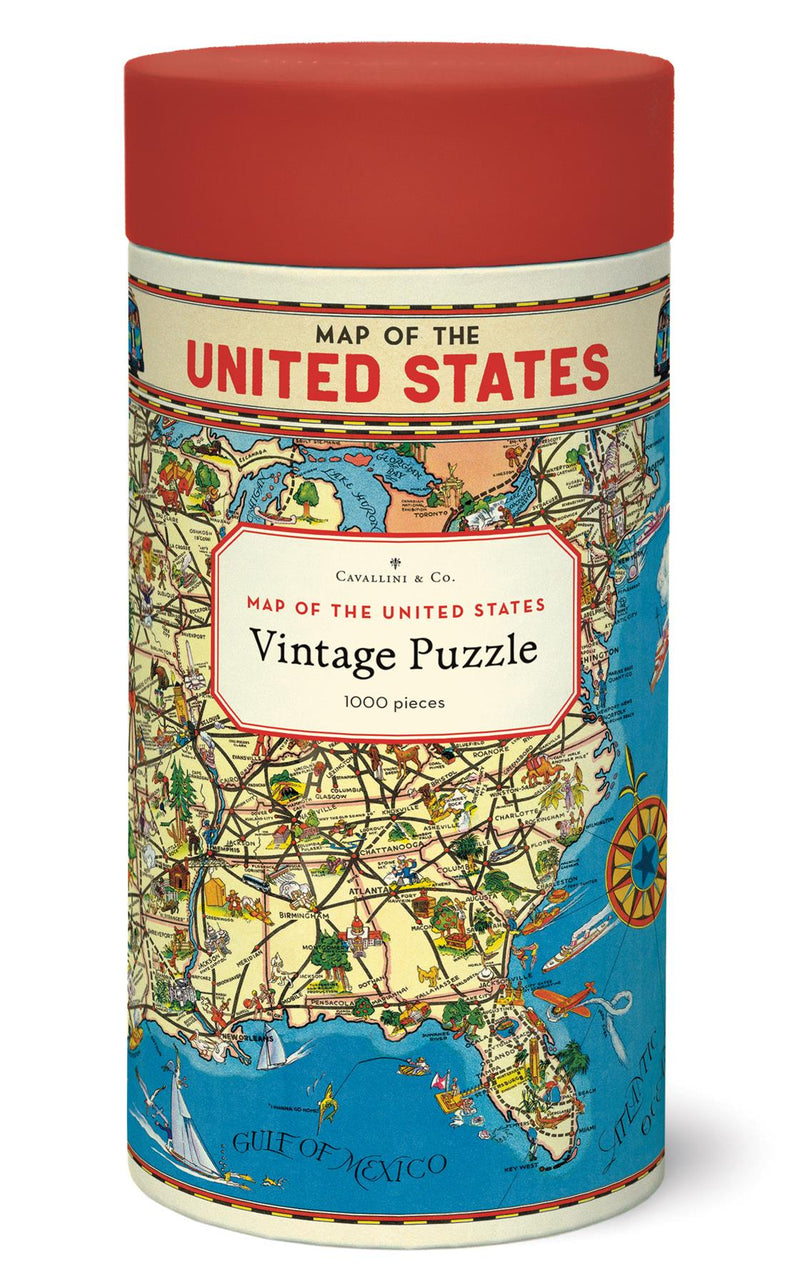 Cavallini - Vintage Jigsaw Puzzle - 1000 Pieces - 55x70cms - Map of United States Of America