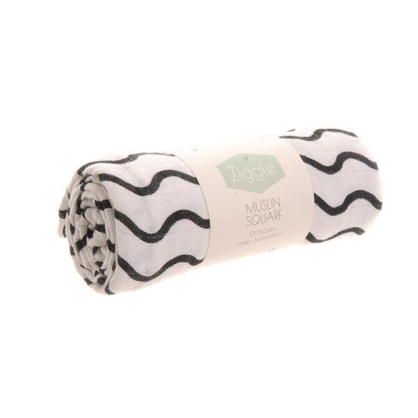 Large Single Muslin - Black & White - 80x80cms - Suitable From Birth - Ziggle