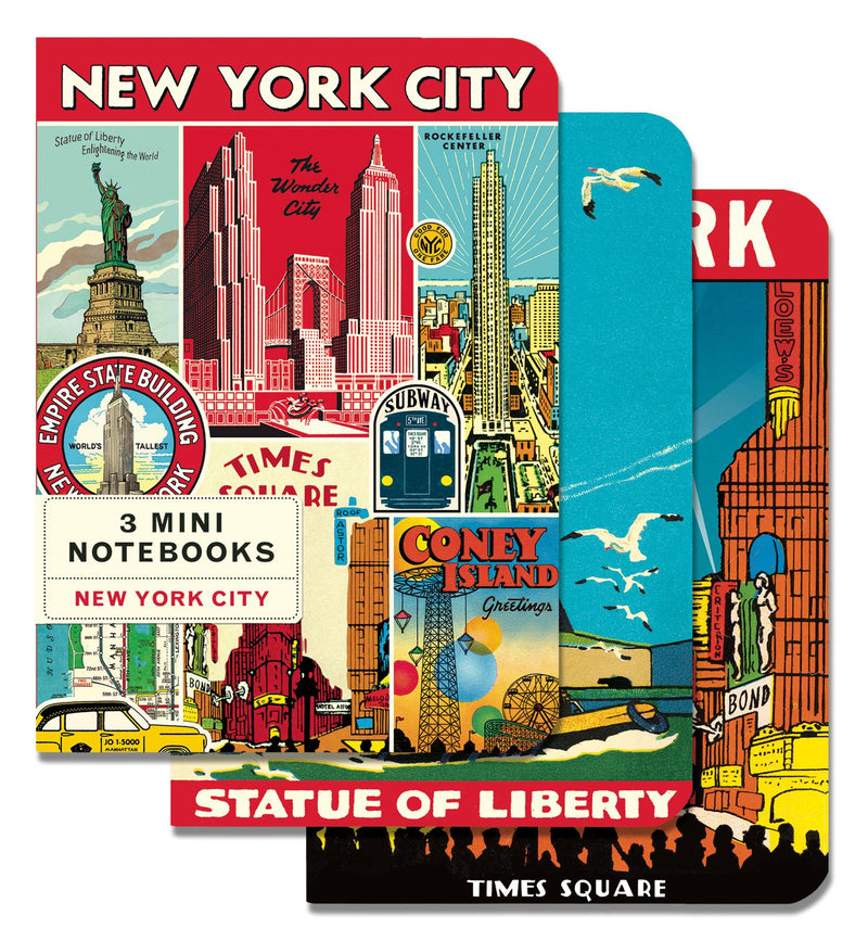 Cavallini - Set of 3 Mini Notebooks - New York City - Lined, Blank & Graph Interiors