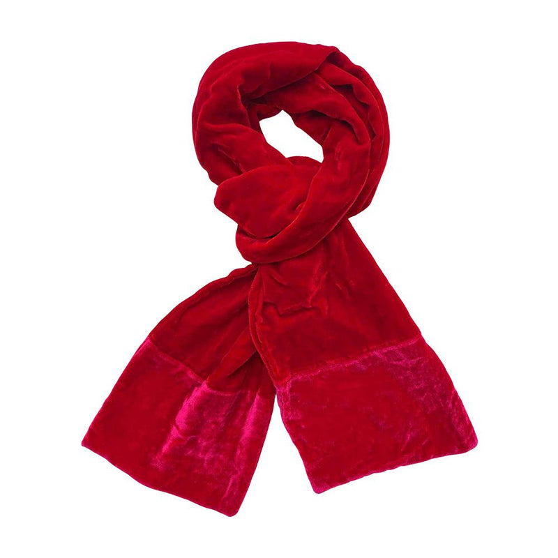 Lua - 2 Tone Velvet Scarf - Contrast Ends - 160x17cms - Various