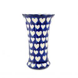 Vase - Fluted/Frilled Top - Hearts - 17 x 10.5cms - 0050-0375JX - Polish Pottery