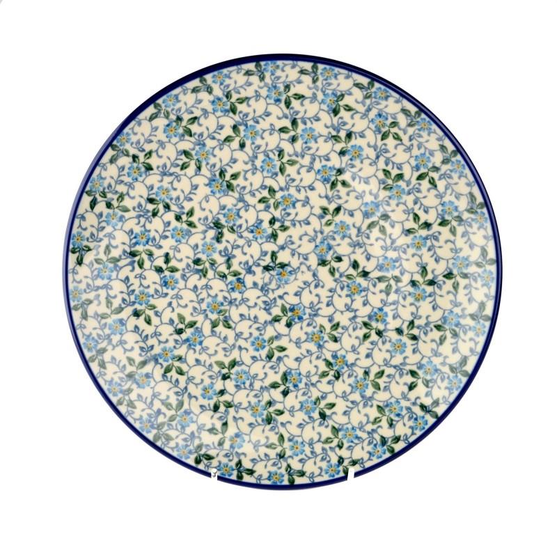 Dinner Plate - Periwinkle/Blue & Yellow Flowers - 25cms - 0257-2089X - Polish Pottery