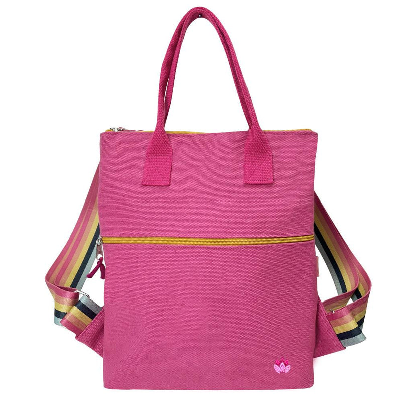 Lua - Thick Cotton Canvas Backpack Bag - Hot Pink - 26 x 29cms