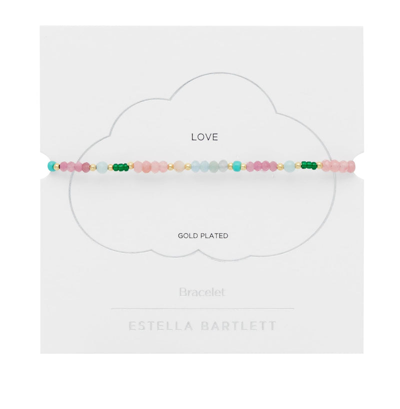 Amelia Gemstone Bracelet - Pink Opal, Aquamarine & Gold Plated - Love - Estella Bartlett