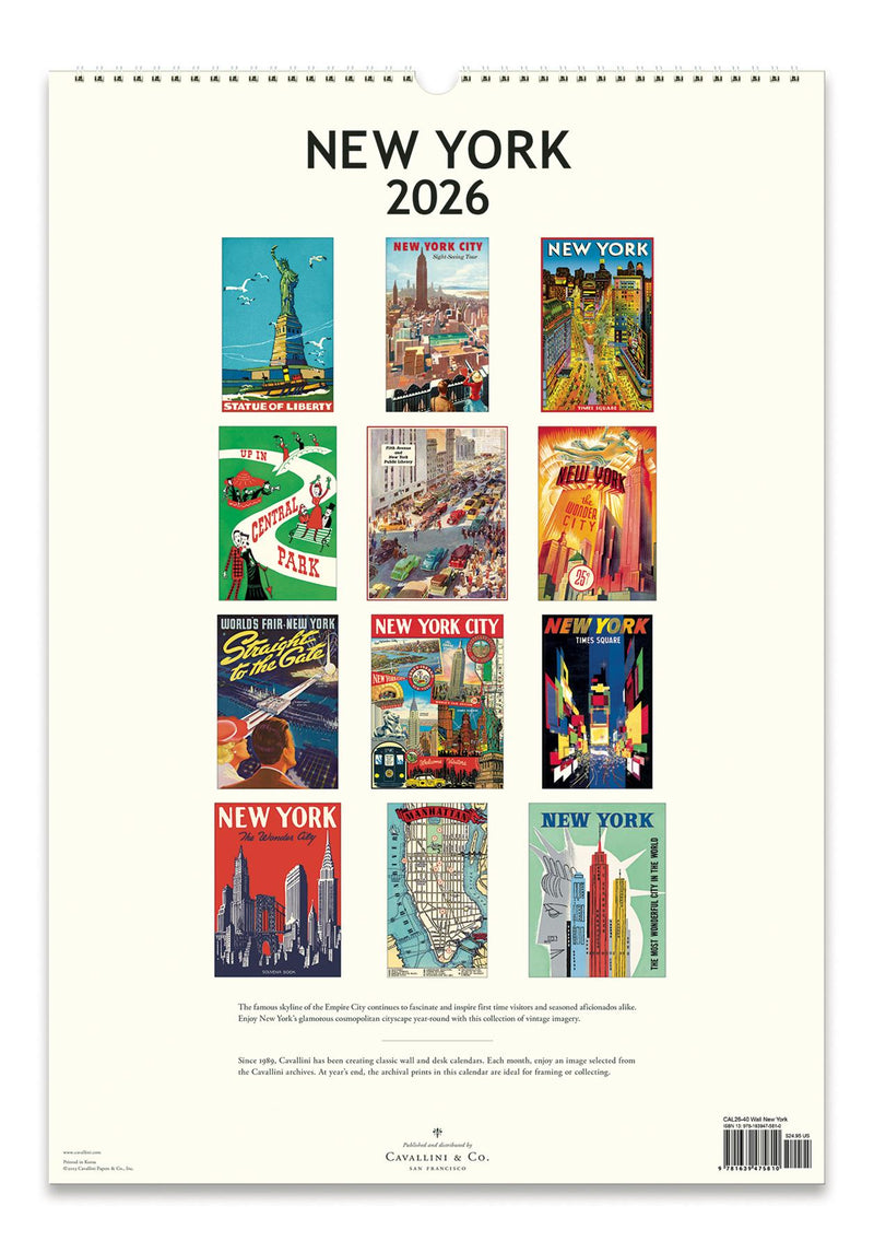 Cavallini - 2026 Wall Calendar - 13 x 19ins - New York City
