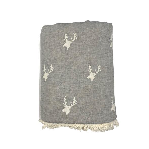 Blanket Throw With Fleece - Stag - Slate Grey - Ailera 120x170cms