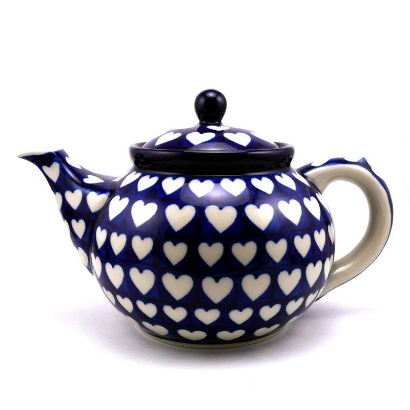 Large Teapot - Hearts - 1.2 Litre - 0060-0375JX - Polish Pottery