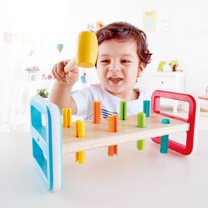 Hape - Rainbow Pounder Bench - 10pc Multi-Colour Wooden Hammer Bench