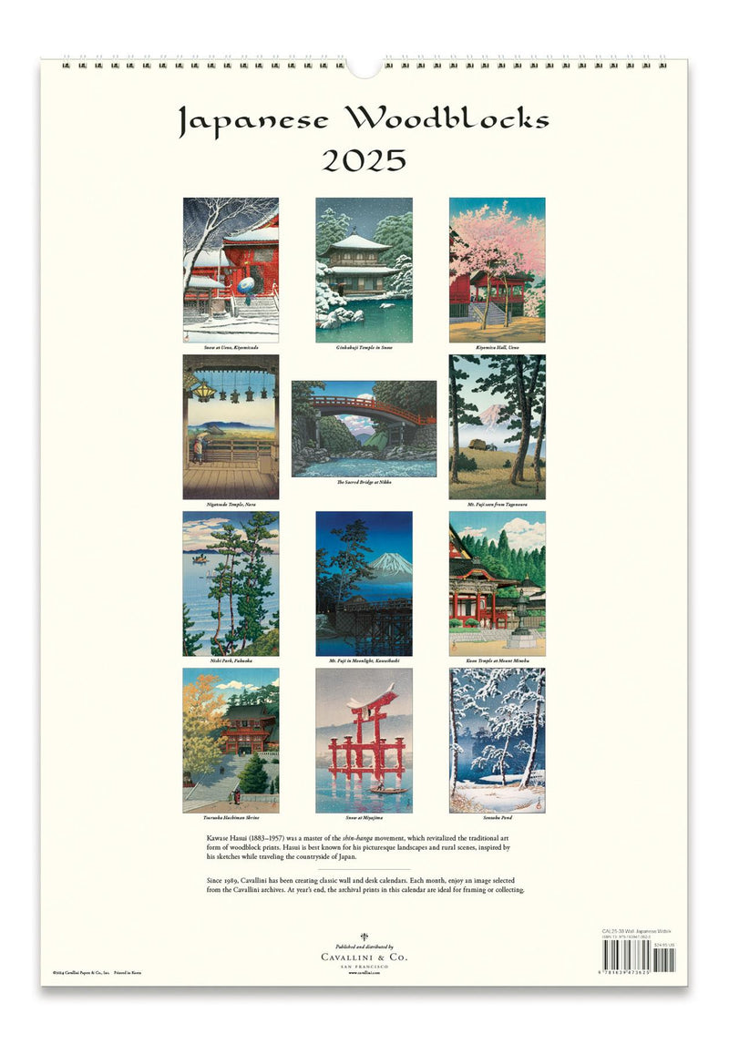 Cavallini - 2025 Wall Calendar - 13 x 19ins - Japanese Woodblocks