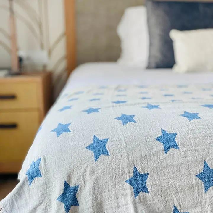 Stars Hammam Large Towel - Heritage Blue - Ailera - 90 x 160cms