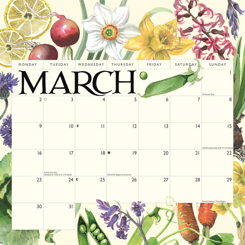 Emma Bridgewater - 2026 Wall Calendar - Month To View - Kitchen Garden