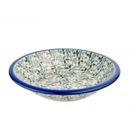 Pasta Plate/Soup Bowl - Periwinkle/Blue & Yellow Flowers - 0026-2089X - 21.5 x 4.5cms - Polish Pottery
