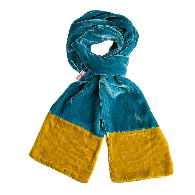 Lua - 2 Tone Velvet Scarf - Contrast Ends - 160x17cms - Various