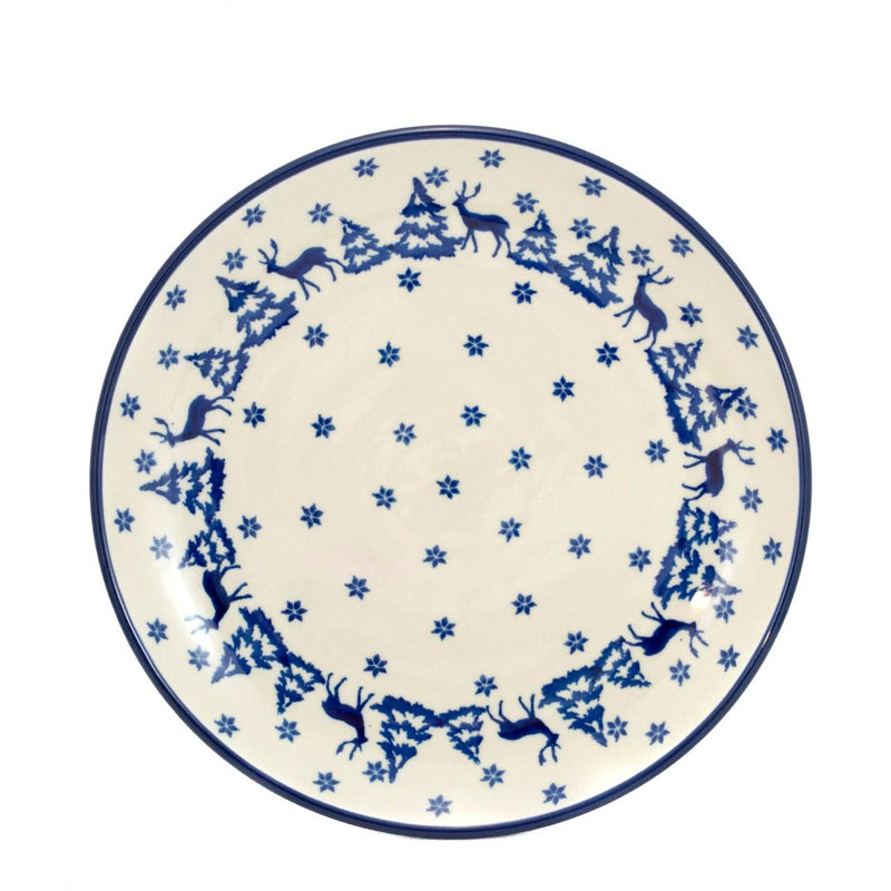 Dinner Plate - Christmas Trees & Reindeers - 25cms - 0257-1485X - Polish Pottery