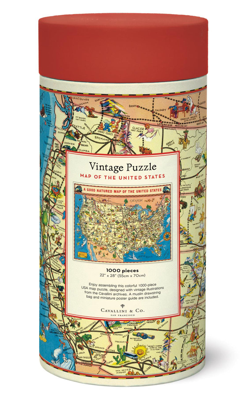 Cavallini - Vintage Jigsaw Puzzle - 1000 Pieces - 55x70cms - Map of United States Of America