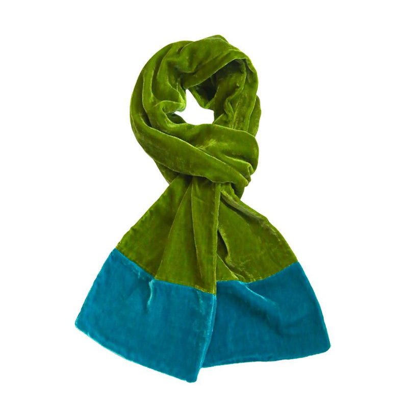 Lua - Velvet Scarf With Contrast Ends - 160x17cms