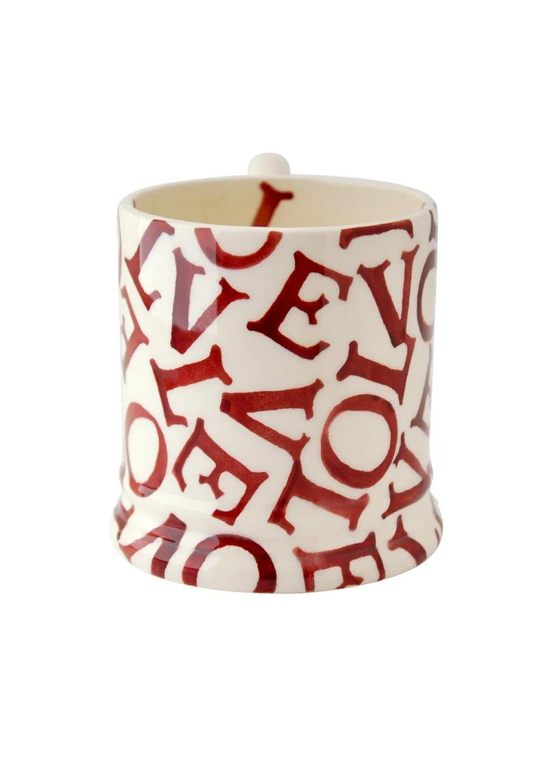 Emma Bridgewater - Half Pint Mug (300ml/1/2pt) - 9.3x8.2cms - Polka Red Love - L O V E