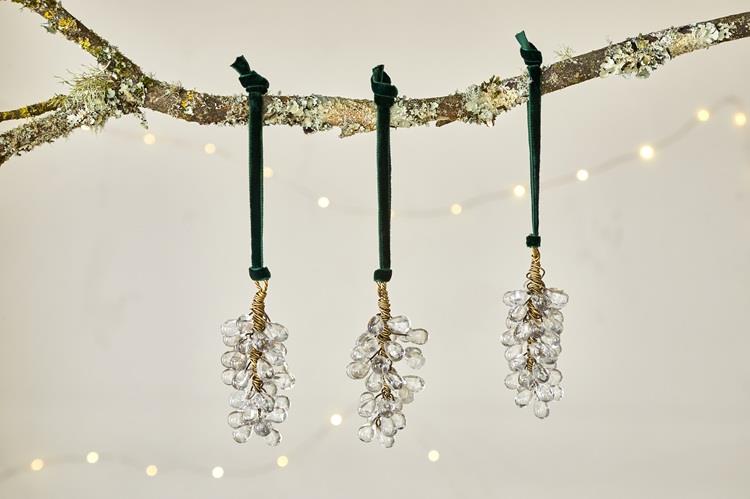 Danvi Glass Drop Baubles - Brass & Clear - Set of 3 - DB5501 - Nkuku