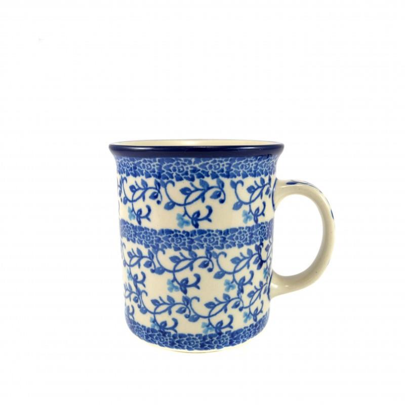 Classic Straight Sided Mug -  Blue Vine Flowers - 270ml - 0236-1824X - Polish Pottery