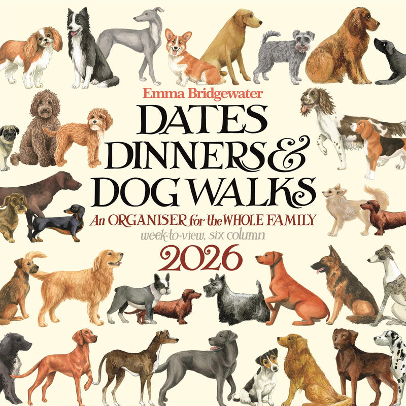 Emma Bridgewater - 2026 Family Wall Calendar - Week To View/6 Columns - Dogs, Dinners & Dates