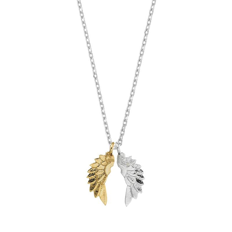 Two Tone Angel Wings Necklace - Gold & Silver Plated - She Believed She Could So She Did- Estella Bartlett