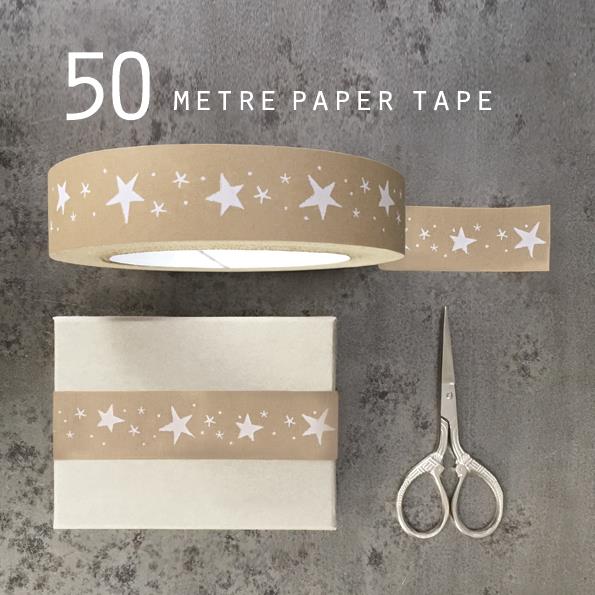 Gift Tape - Brown With White Stars - 50m - East Of India