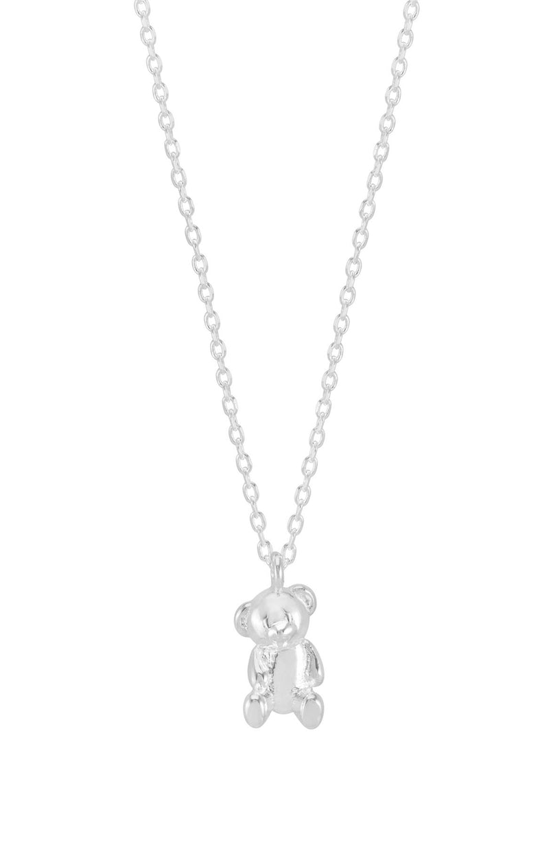 Teddy Bear Charm Necklace - Silver Plated - Big Hugs - Estella Bartlett