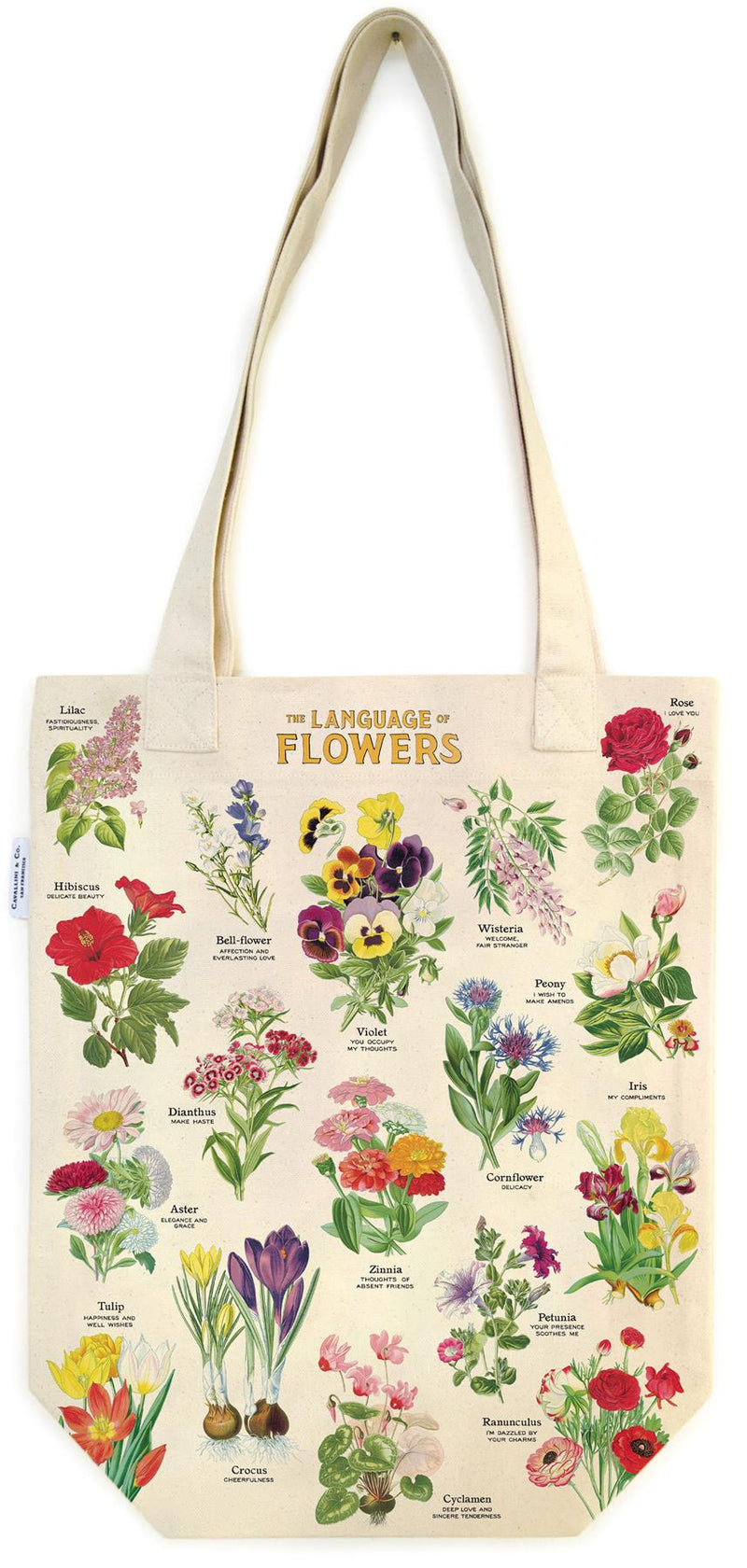 Cavallini - 100% Natural Cotton Vintage Tote Bag - 33x40.5cms - Language Of Flowers