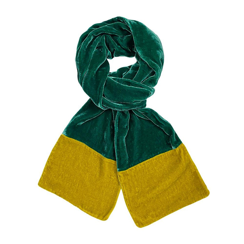 Lua - Velvet Scarf With Contrast Ends - 160x17cms