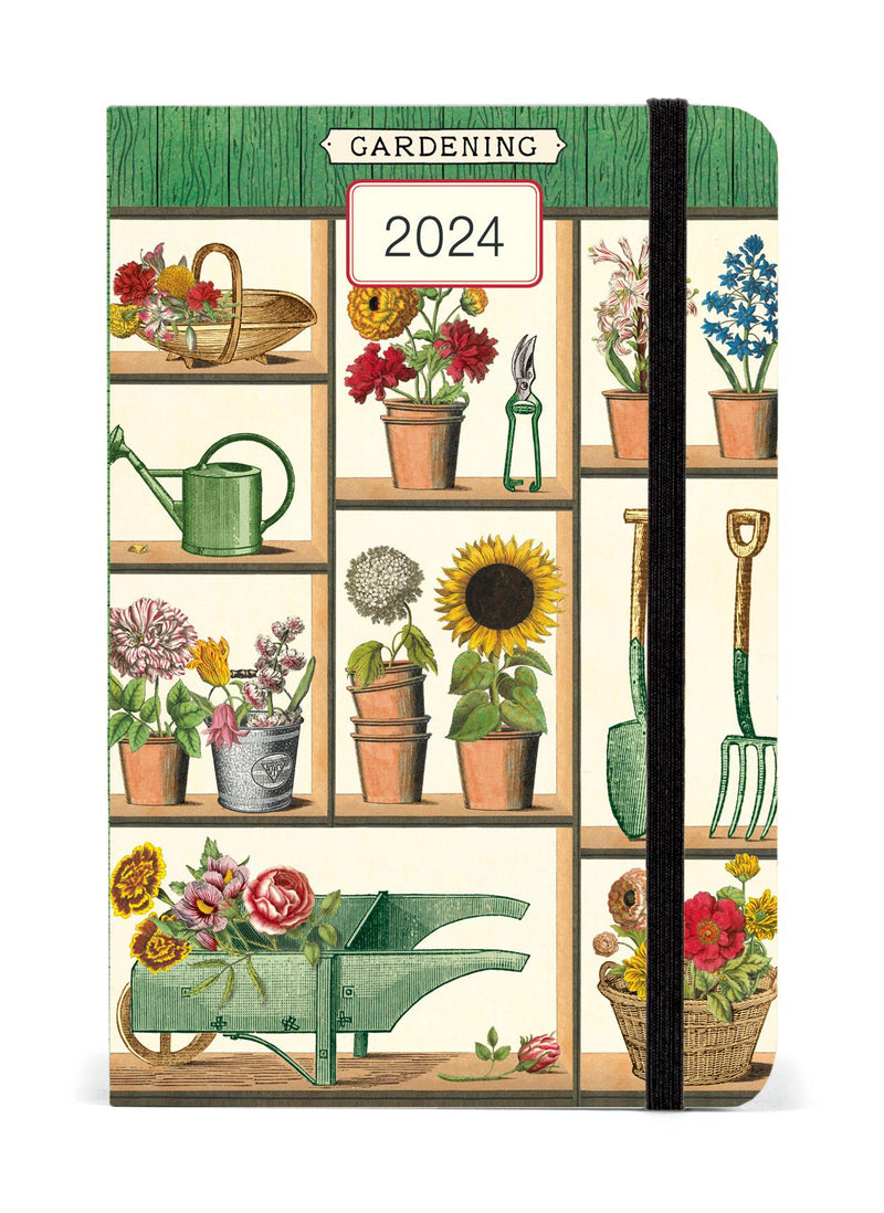 Cavallini 2024 Diary - Gardening - 4x6ins - Week At A Glance Layout - Elastic Enclosure