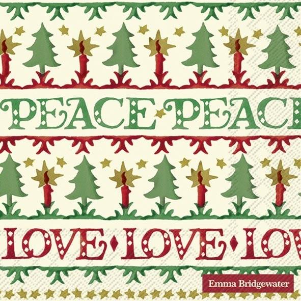 Emma Bridgewater - 20 x Lunch Paper Napkins/Serviettes - 33x33cms - Christmas Joy/Peace & Love