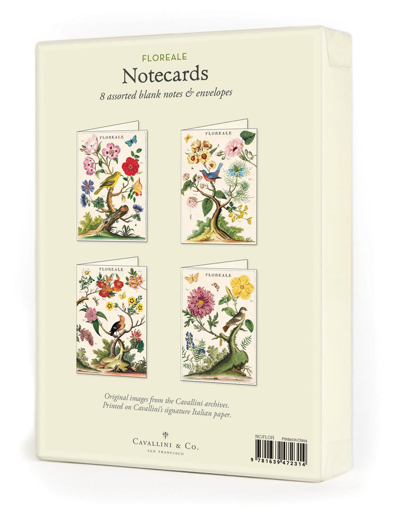 Cavallini - 8 Assorted Notecards - 4 Designs/2 Per Design - Floreale
