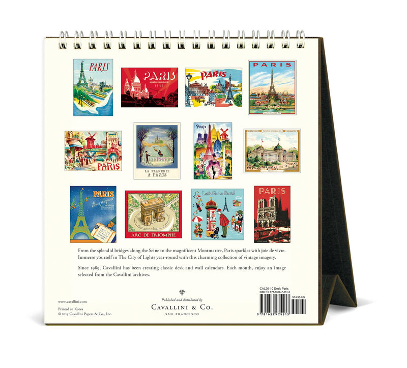 Cavallini - 2026 Desk Calendar - 6 x 6.5ins - Paris