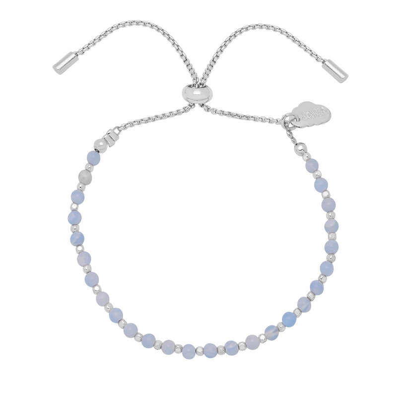 Amelia Gemstone Bracelet - Blue Lace Agate - Pale Blue & Silver Plated - Estella Bartlett