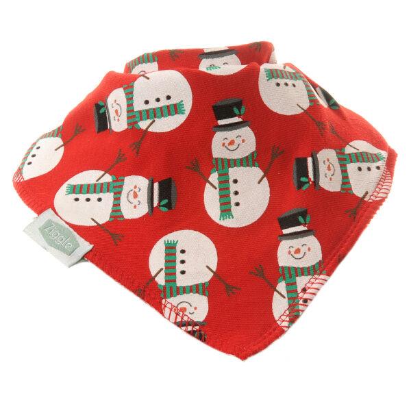 Dribble Bib - Christmas Snowman - Red - All Over Print - Suitable From Birth - Ziggle