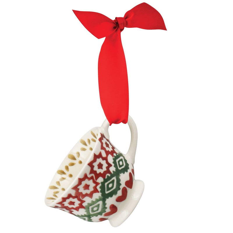 Emma Bridgewater - Christmas Tree Decoration - Boxed - Tiny Tea Cup - Christmas Joy