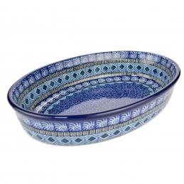 Oval Dish - Blue Mosaics - 31x21.5x6cms - 0297-1917X - Polish Pottery