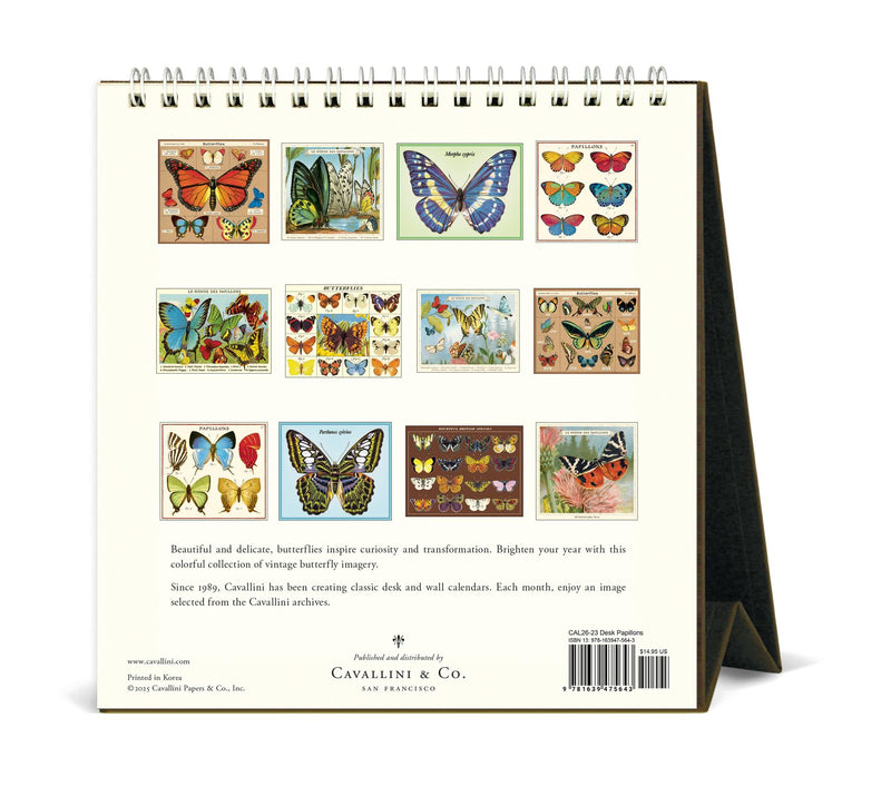 Cavallini - 2026 Desk Calendar - 6 x 6.5ins - Butterflies/Les Papillons