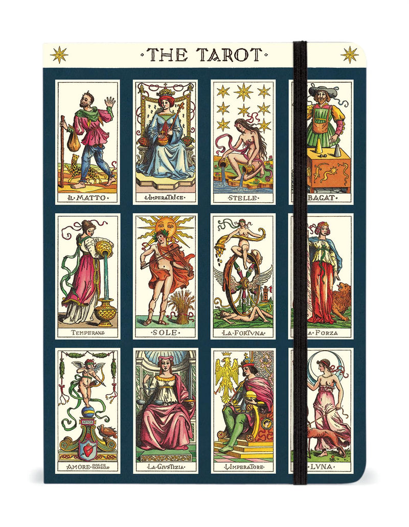 Cavallini - Large Lined Notebook 6x8ins - The Tarot - 144 Pages With Elastic Enclosure