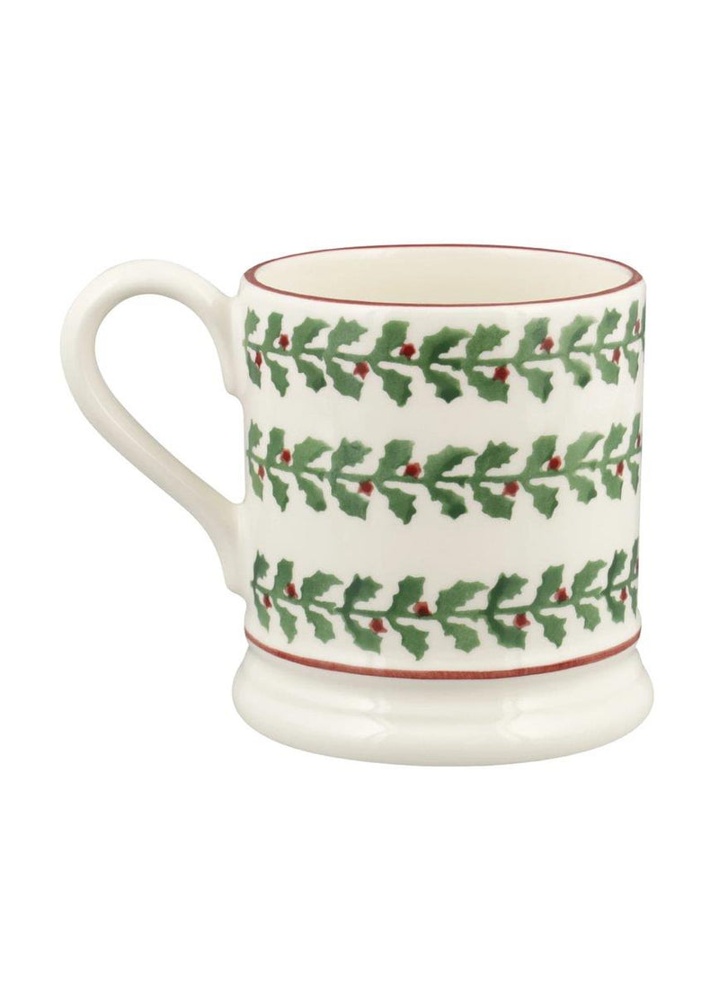 Emma Bridgewater - Half Pint Mug (300ml/1/2pt) - 9.3x8.2cms - Christmas Tiny Holly