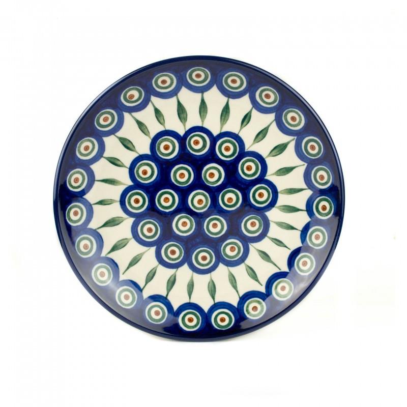 Breakfast/Side Plate - Green, Red & White Spots - Peacock - 20cms - 0086-0054X - Polish Pottery