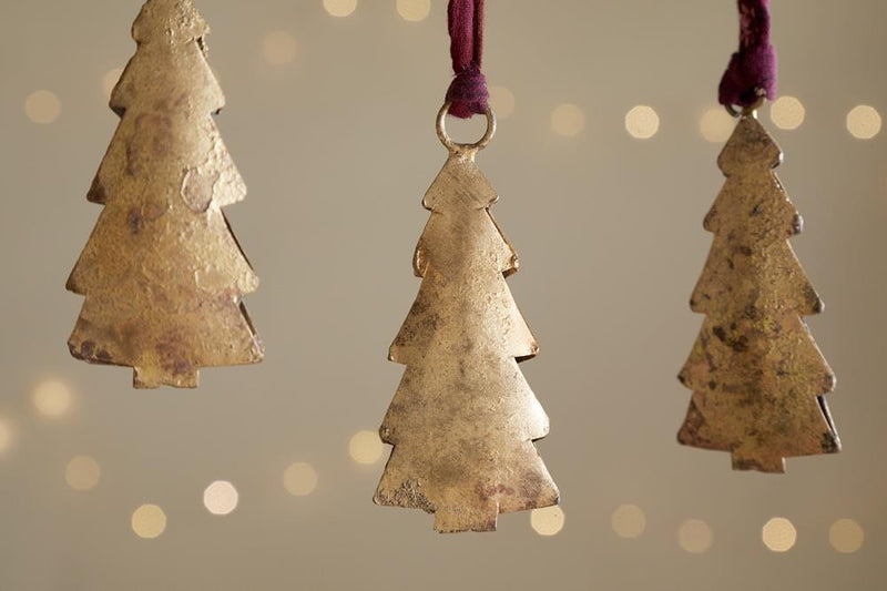 Mishti - Christmas Tree Baubles - Antique Brass - Set of 4 - MB9201 - Nkuku