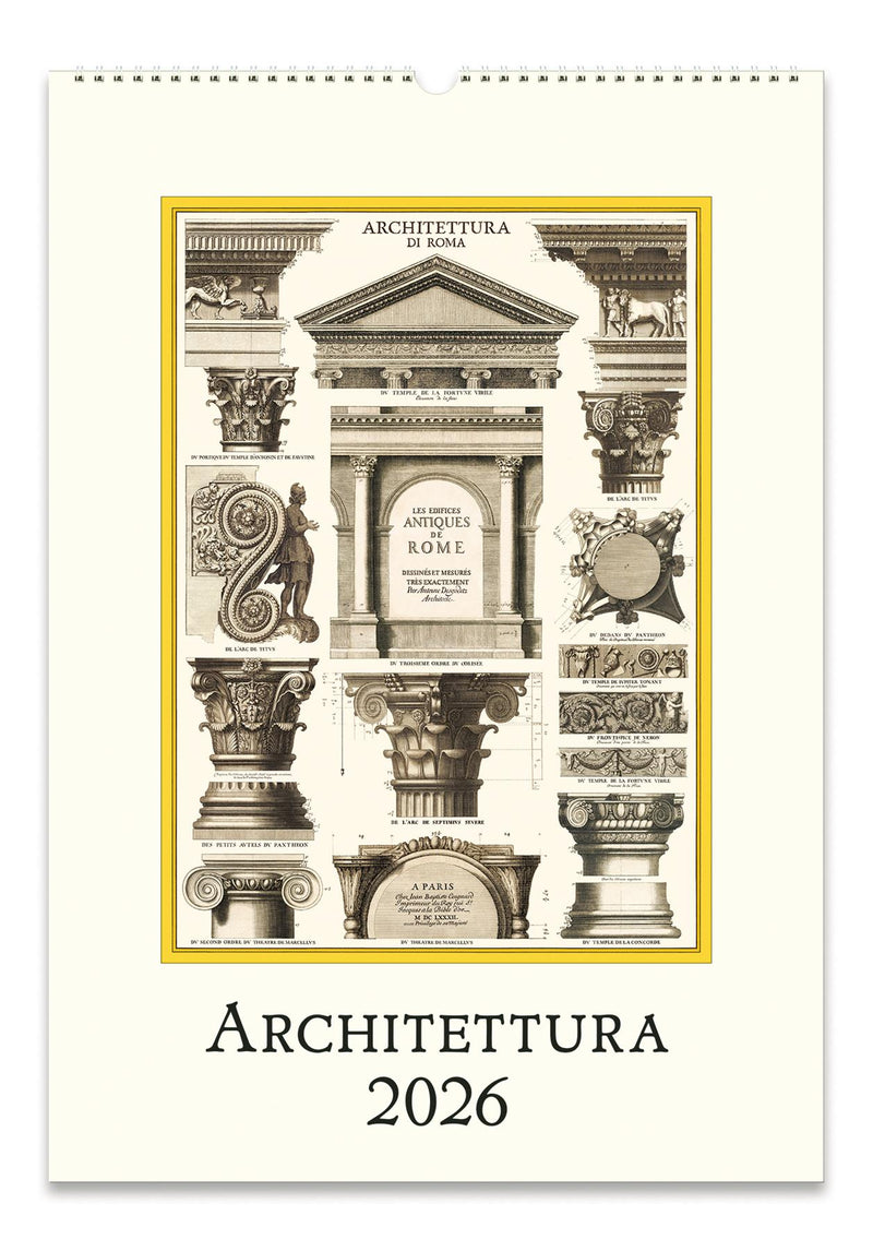 Cavallini - 2026 Wall Calendar - 13 x 19ins - Architecture/Architecttura